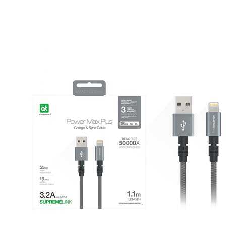 Кабель Amazingthing SupremeLink MFi Power Max Plus USB-iP Space Gray 1.1m 3.2A в Ростелеком