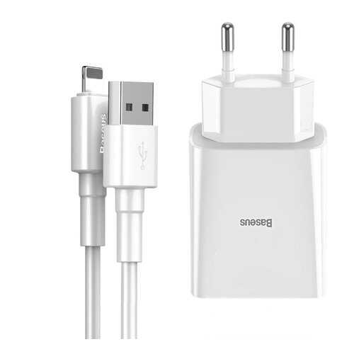 Сетевое зарядное устройство Baseus Speed Mini 2USB 2.4A+кабель USB-iP 1m White в Ростелеком