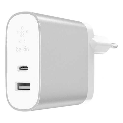 Сетевое зарядное устройство Belkin USB-C 27Вт, USB 12Вт, серебряный в Ростелеком