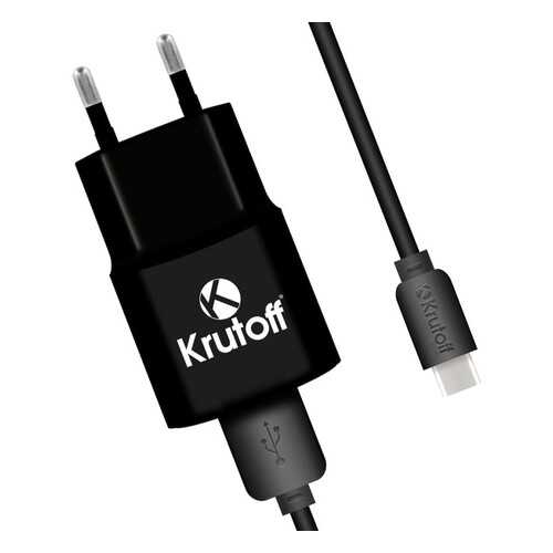 Сетевое зарядное устройство Krutoff CH-01C 1xUSB, 1A + кабель USB Type-C (black) в Ростелеком